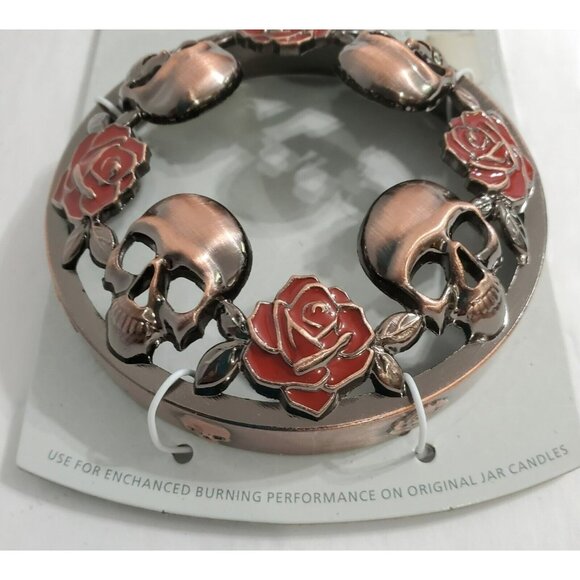 New Skull Roses Illuma Lid Topper Yankee Candle Phantasmagoria Gothic Halloween - Picture 4 of 7